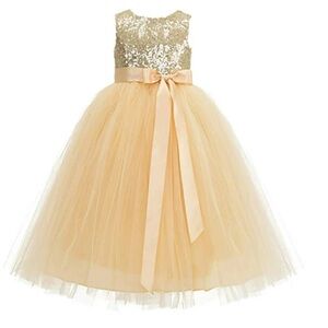 NEW - Heart Cutout Gold Sequin Tulle Dress